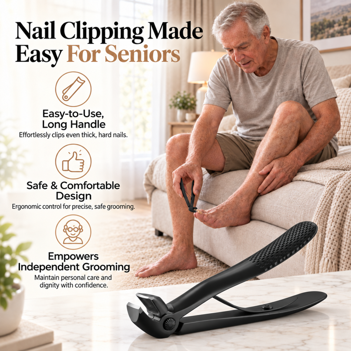 TruviClip® Nail Clipper for Seniors | Cuts Thick Nails With Less Effort