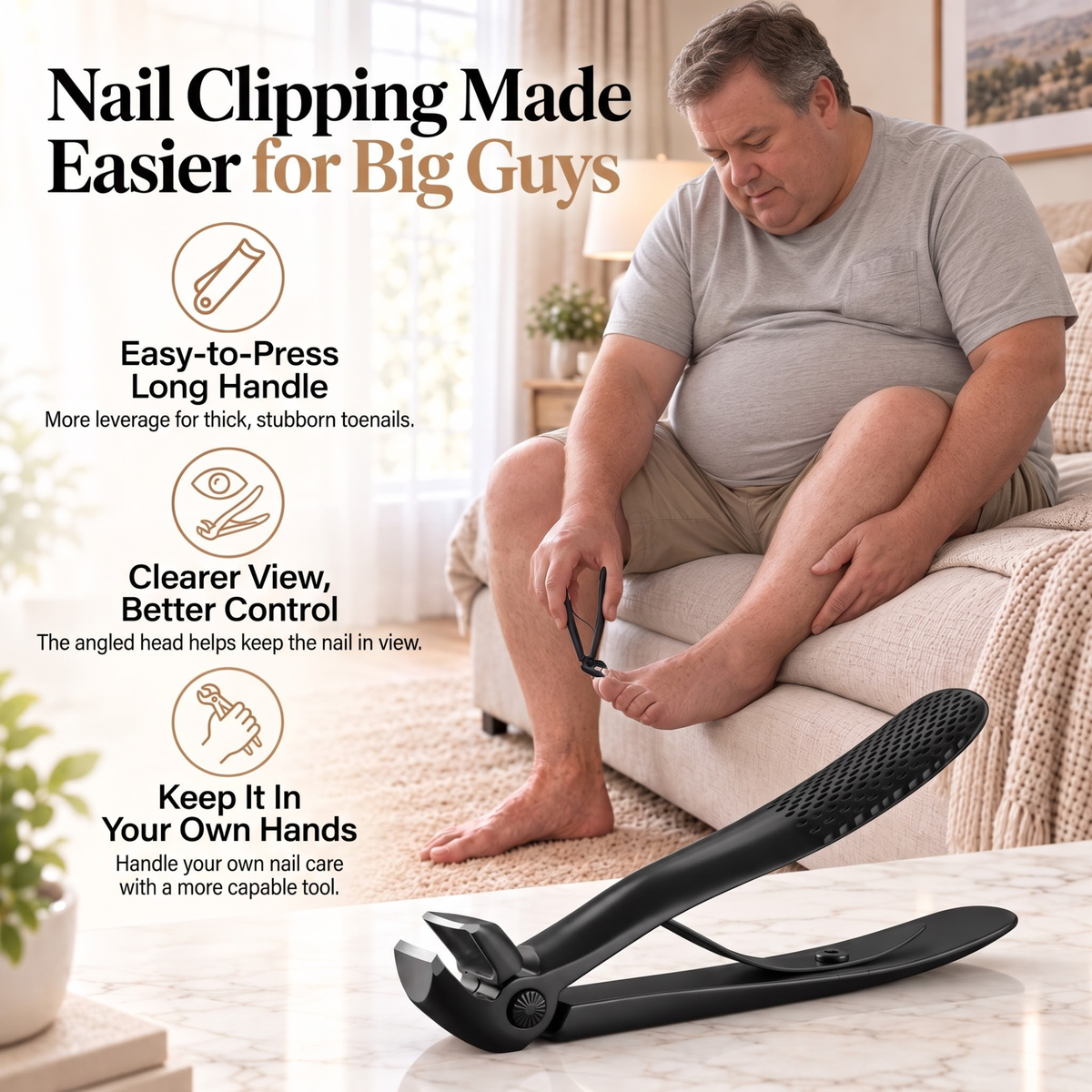 TruviClip® Nail Clipper for Big Guys | Thick Nails, Less Effort