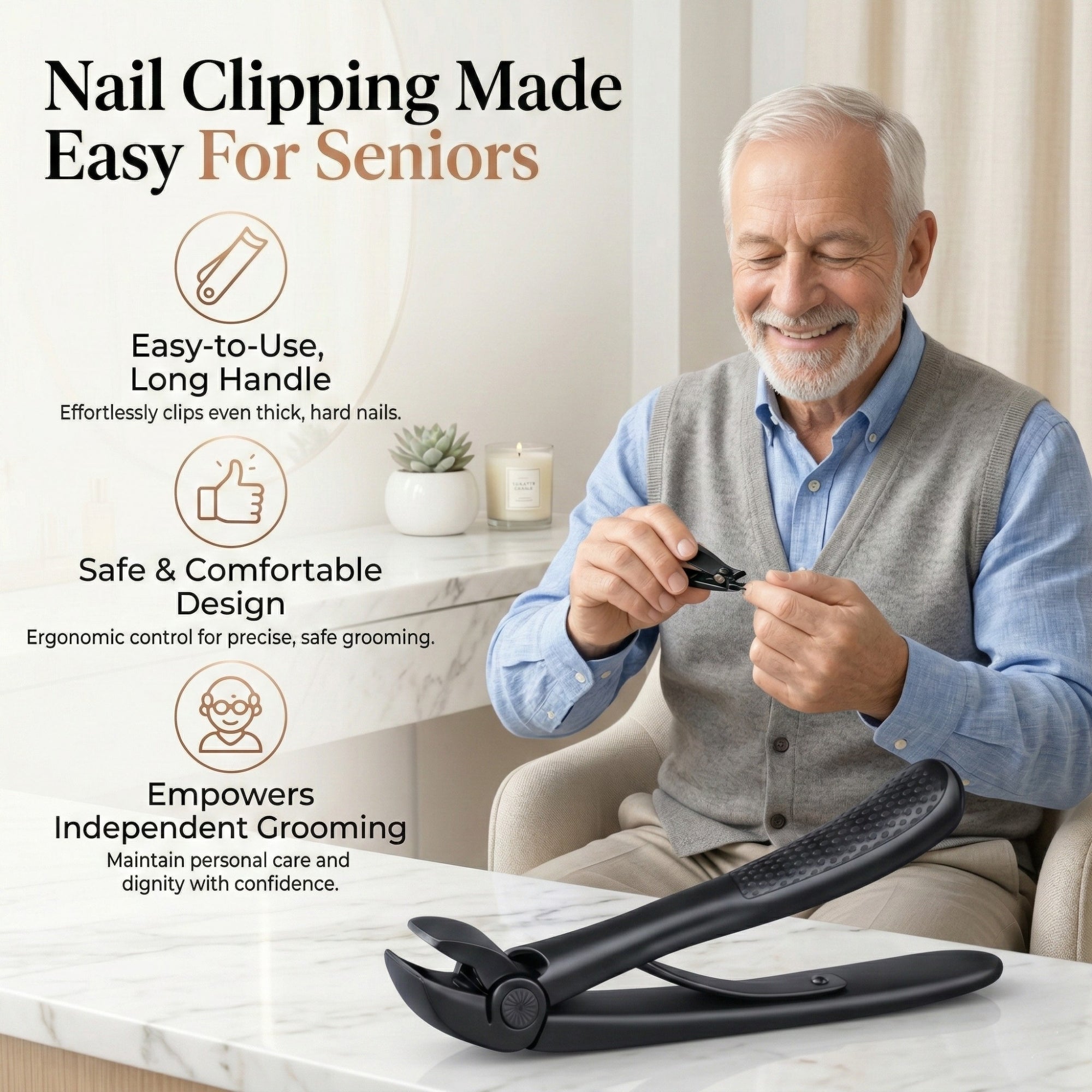 TruviClip® Nail Clipper for Seniors | Cuts Thick Nails With Less Effort