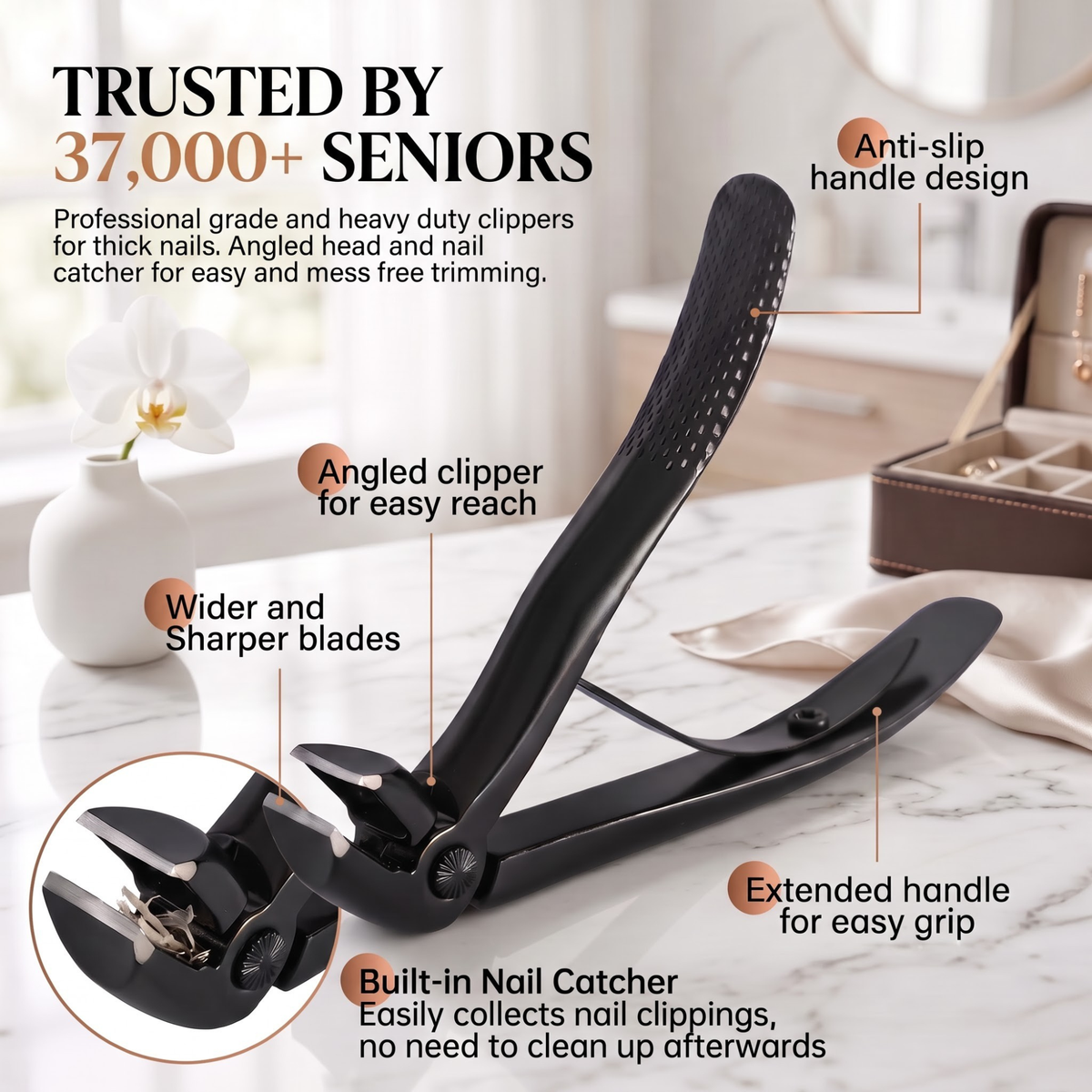 TruviClip® Nail Clipper for Seniors | Cuts Thick Nails With Less Effort