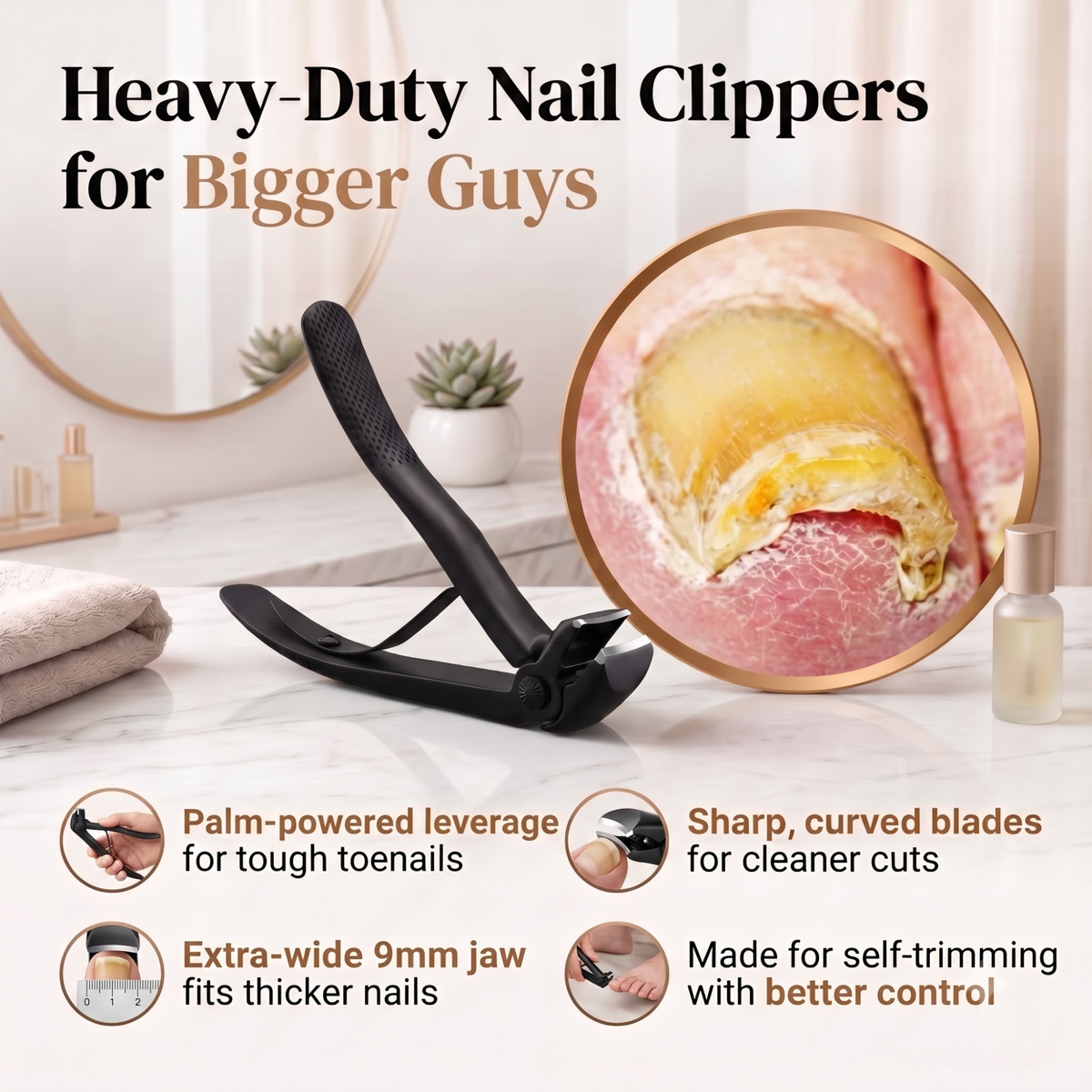 TruviClip® Nail Clipper for Big Guys | Thick Nails, Less Effort