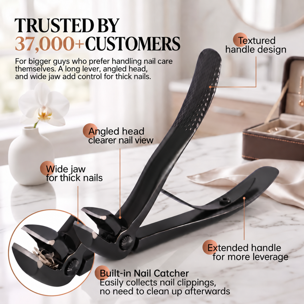 TruviClip® Nail Clipper for Big Guys | Thick Nails, Less Effort