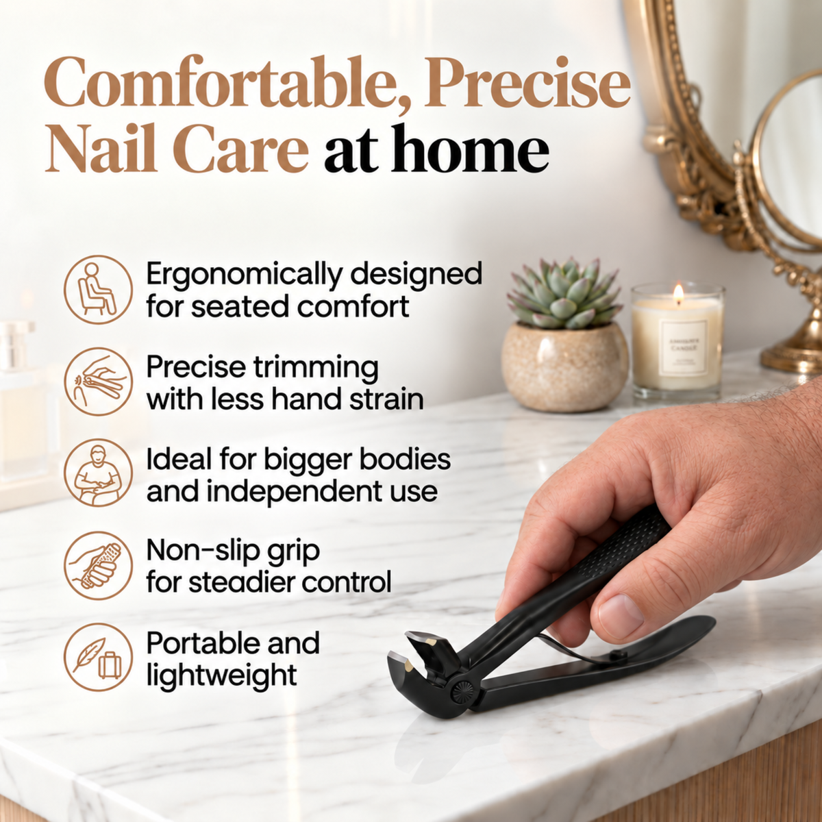 TruviClip® Nail Clipper for Big Guys | Thick Nails, Less Effort